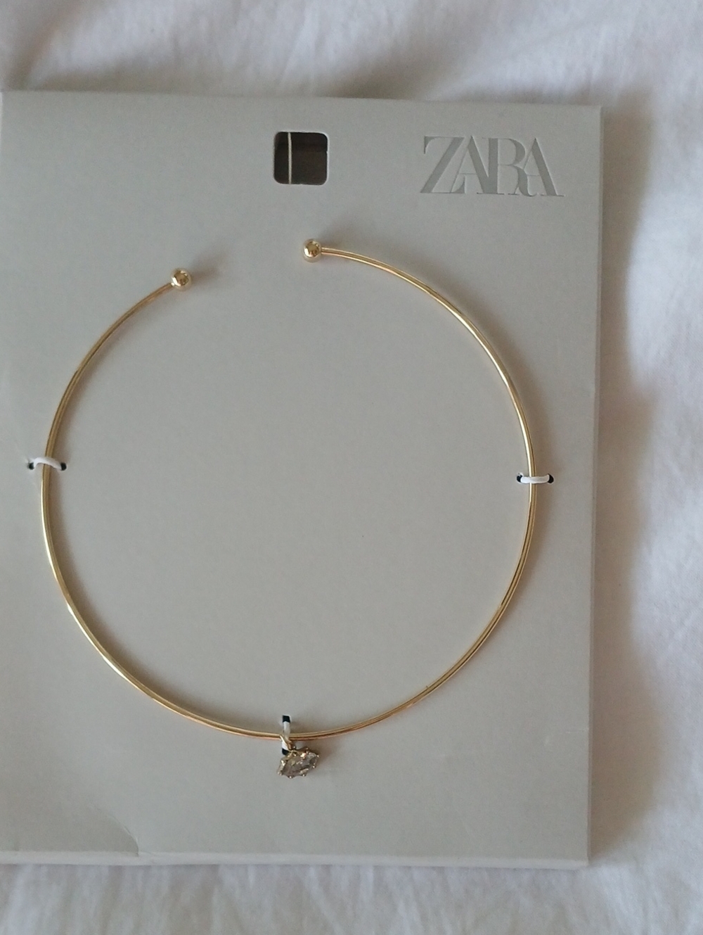 Zara Gold Open Collar Necklace with Crystal Pendant